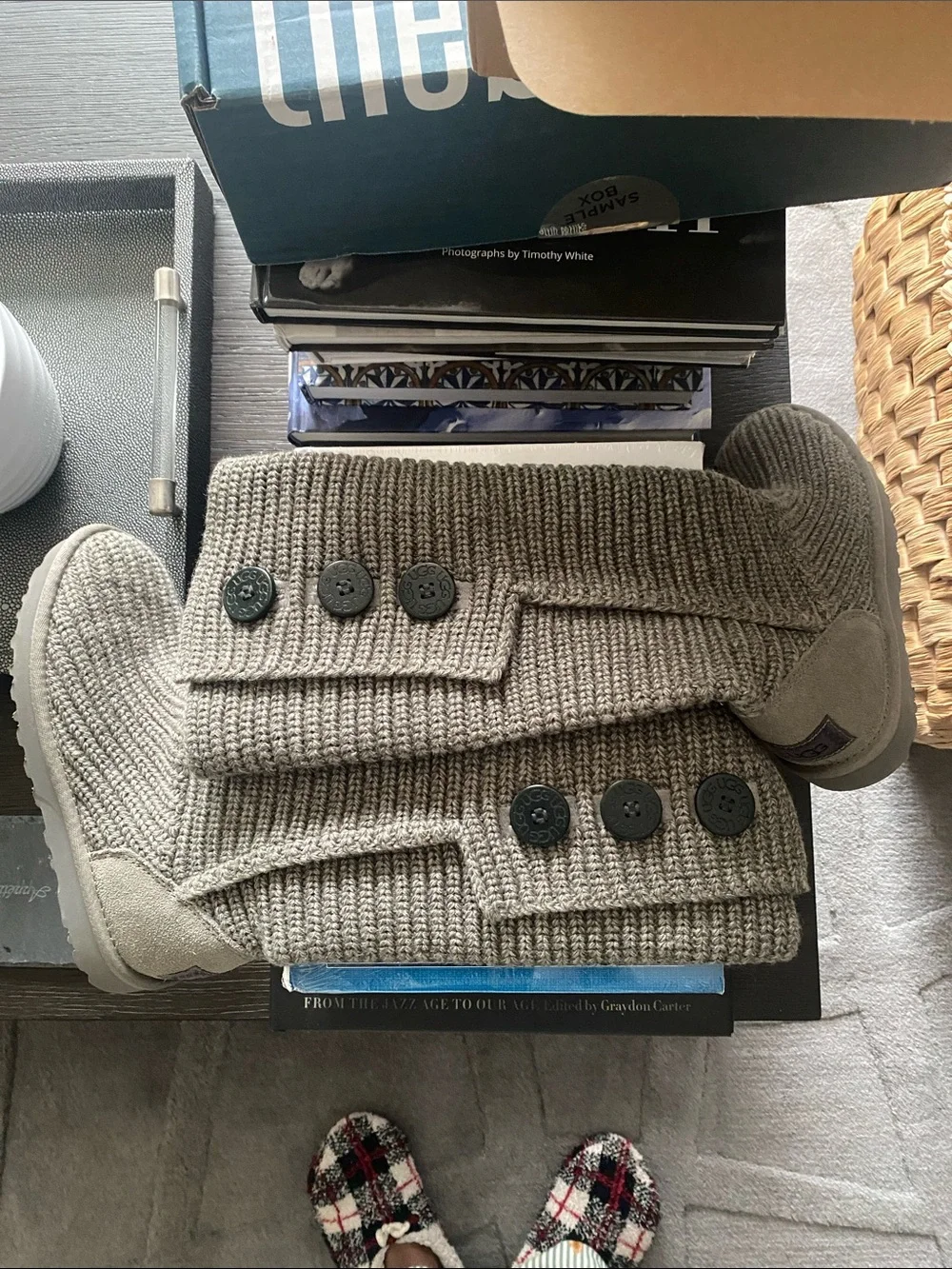 New without Box Ugg Gray sweater knit tall boots